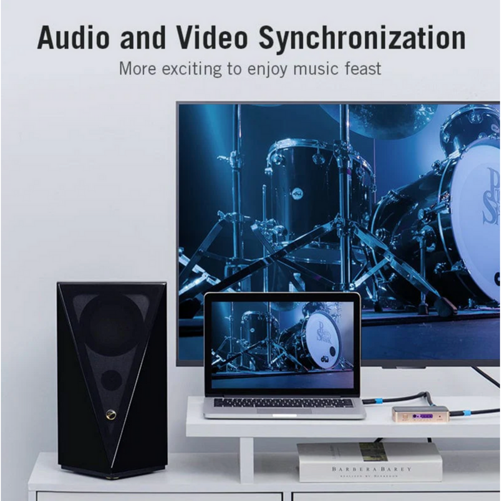 Vention HDMI switcher in an audio/video setup with cables and connected devices