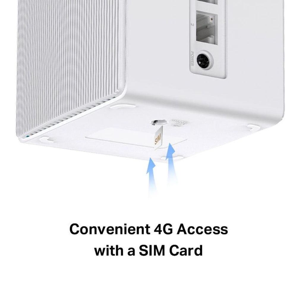 Mercusys 4G LTE Wi‑Fi router SIM card tray with open front access panel