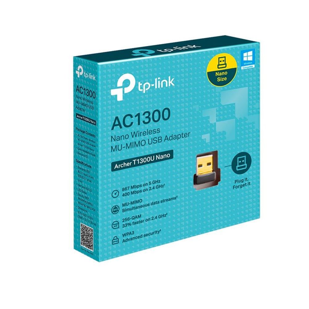 TP-Link Archer T1300U Nano AC1300 wireless USB adapter box, blue packaging