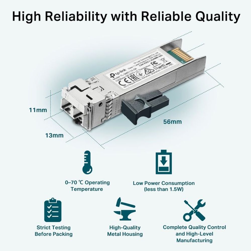 TL-SM5110-SR - TP-Link TL-SM5110-SR 10GBase-SR SFP+ LC Transceiver