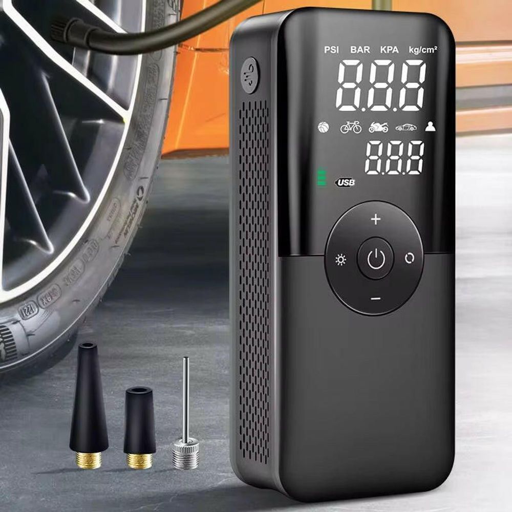 Rechargeable Air Pump Tire Inflator Portable Compressor Digital Cordless Car Tyre Inflator Black