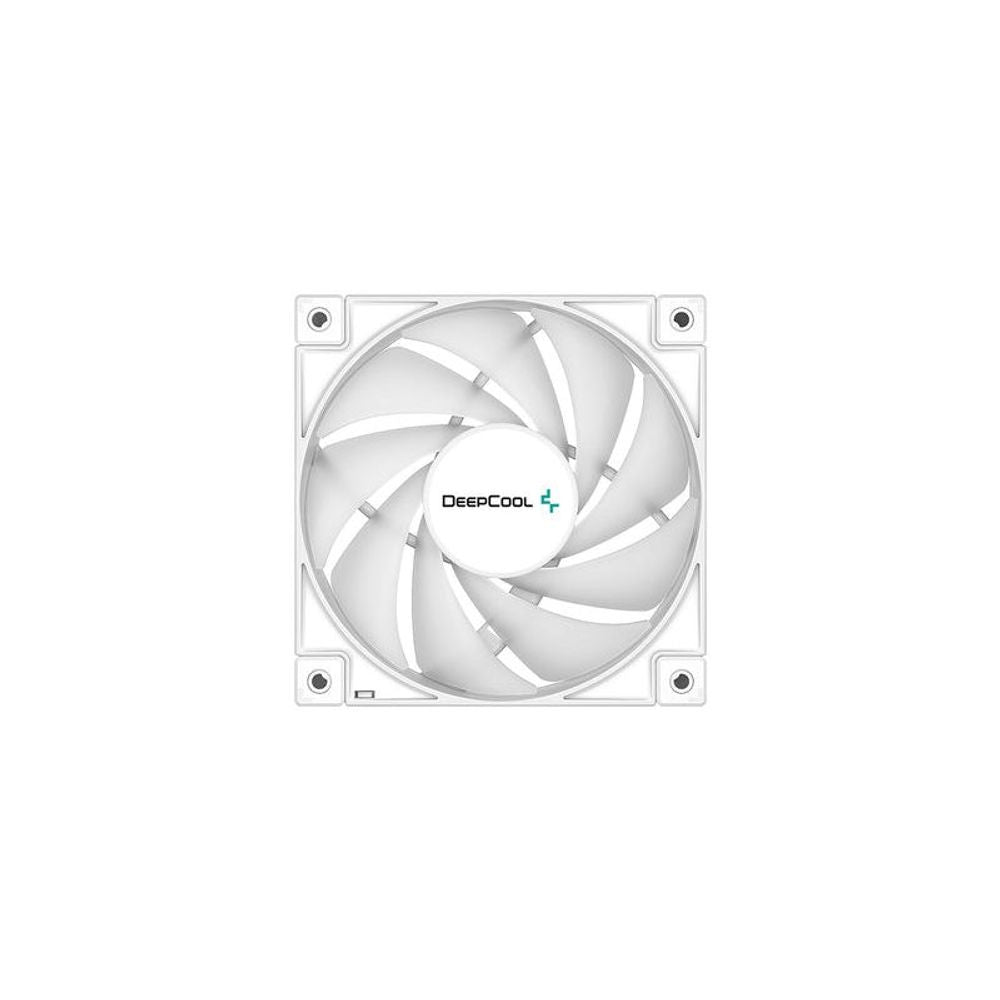 White PWM 120mm case fan with white blades and DeepCool logo, front view