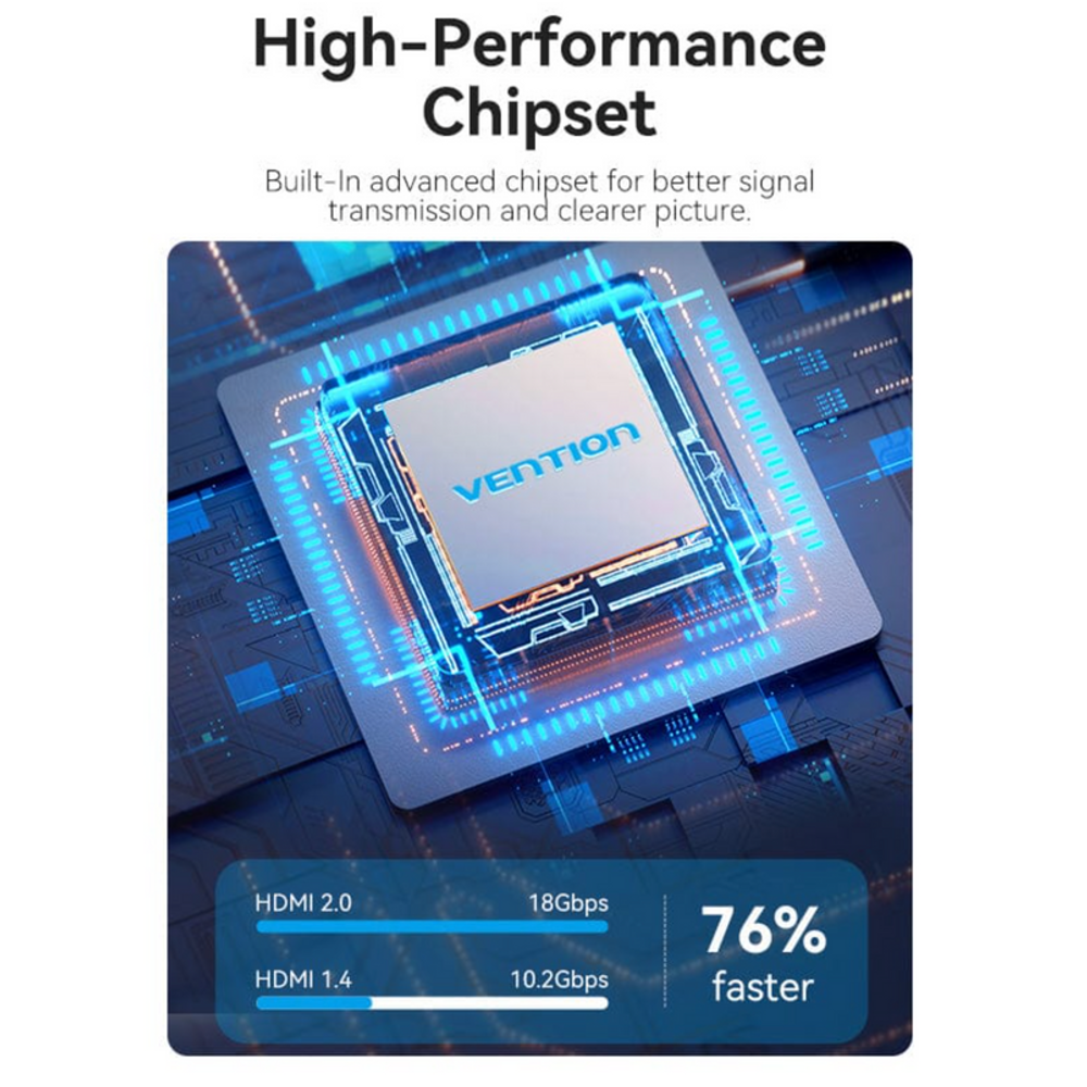 Black HDMI bi-directional switcher with high-performance chipset illustration