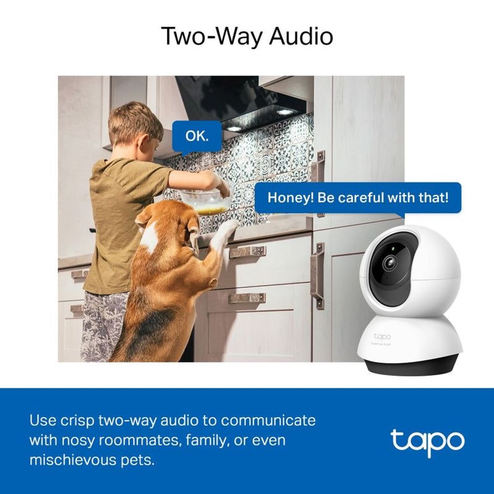 White pan-tilt Wi‑Fi security camera showing black lens in rounded dome