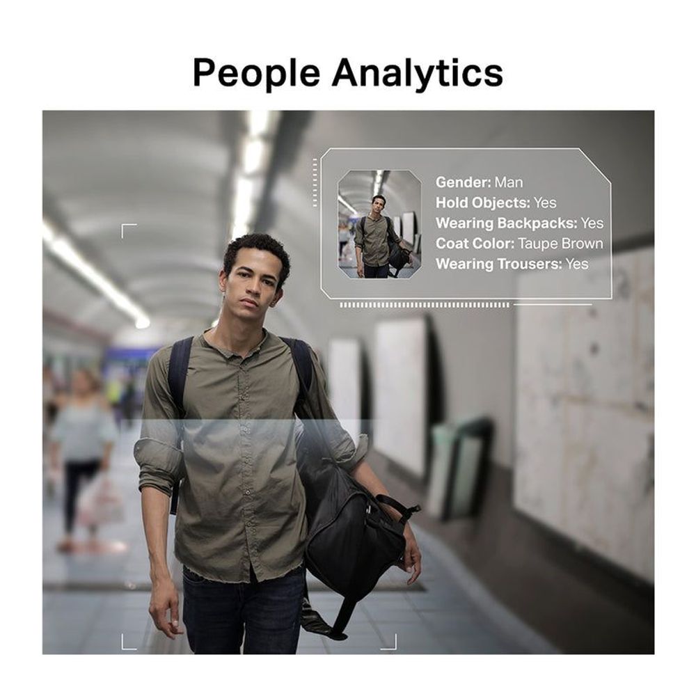 People analytics screen with bounding box and clothing details