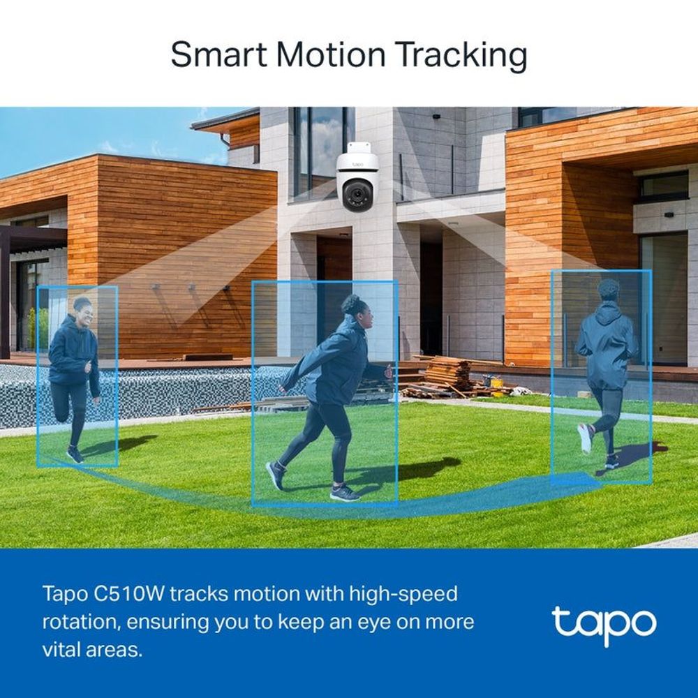 TP-Link Tapo outdoor pan-tilt security WiFi camera, white dome and black lens