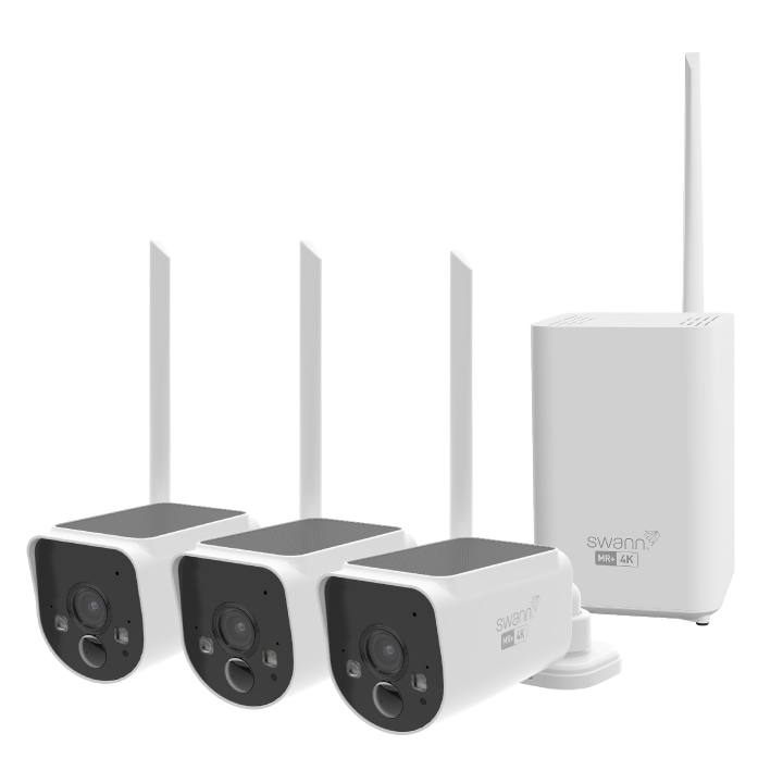 Swann MaxRanger4K solar 3 camera security system with gutter mounts