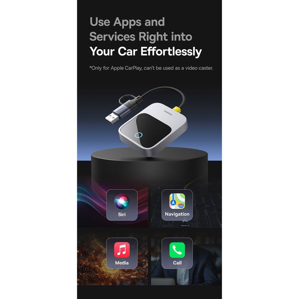 OS-Baseus SafeJourney Series Wireless CarPlay Adapter Space Grey