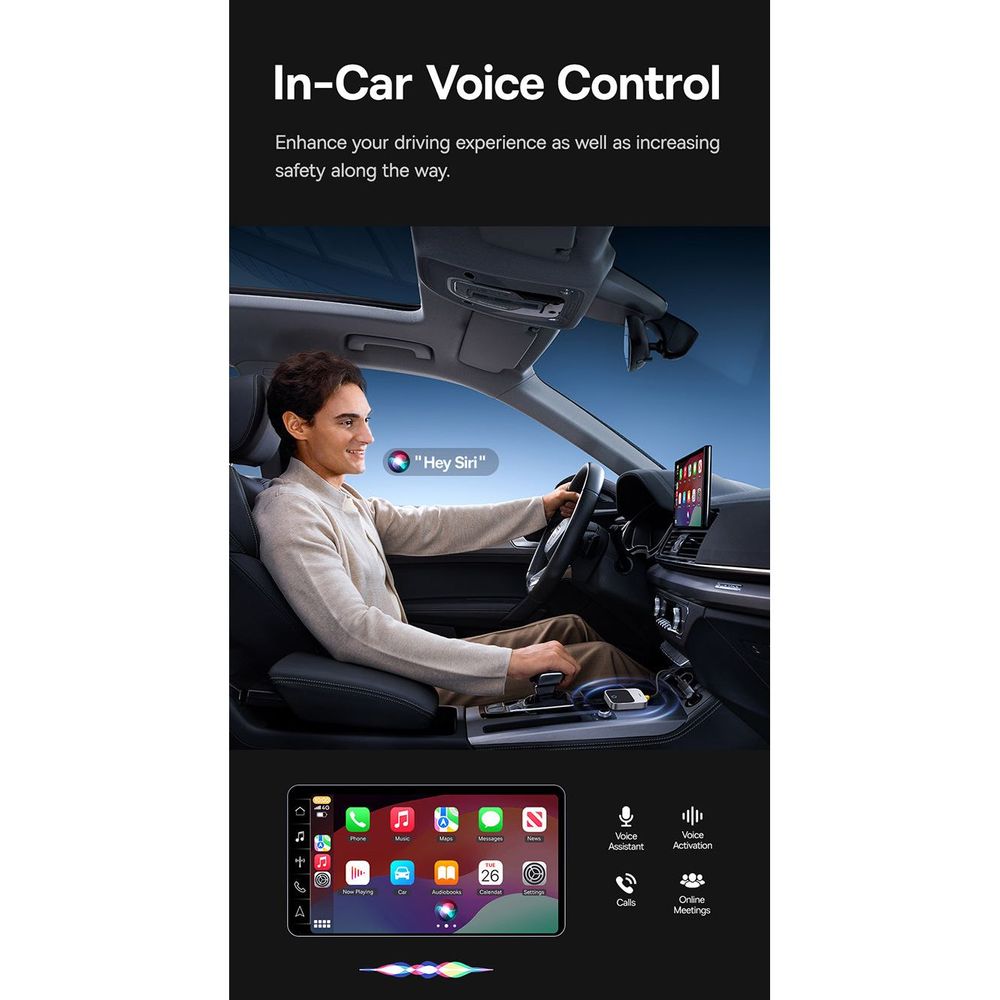 OS-Baseus SafeJourney Series Wireless CarPlay Adapter Space Grey