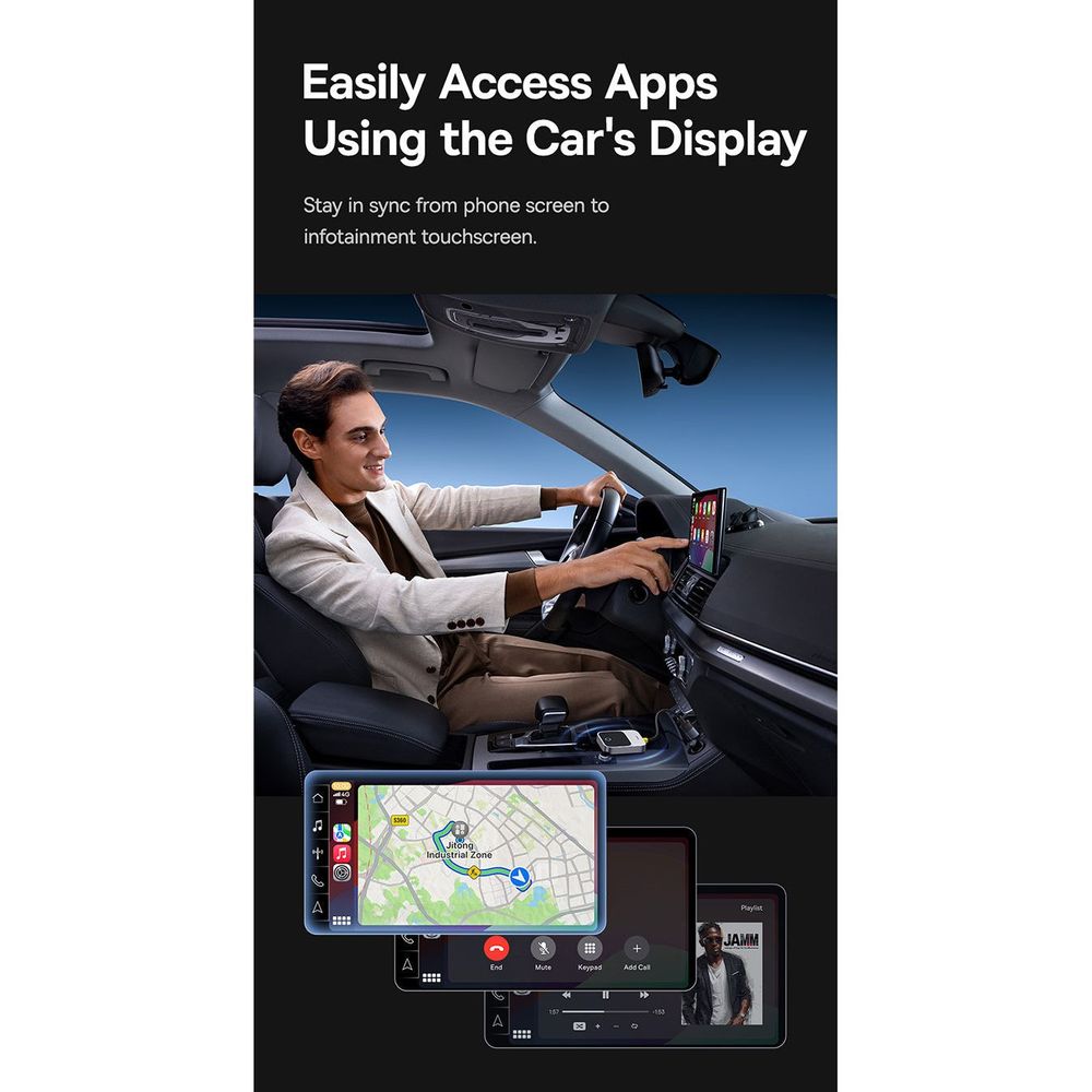 OS-Baseus SafeJourney Series Wireless CarPlay Adapter Space Grey