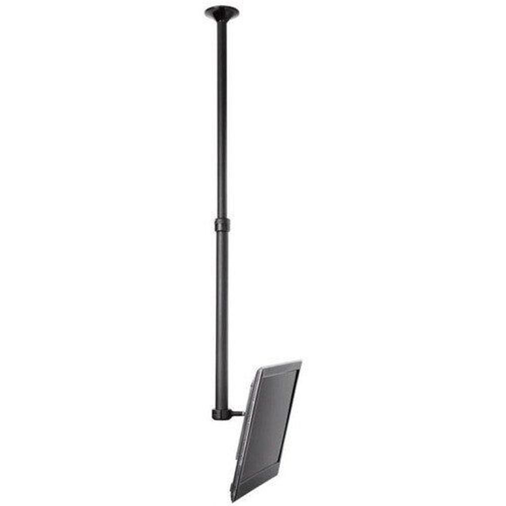 Black pole mount bracket with vertical post and display mounting arm