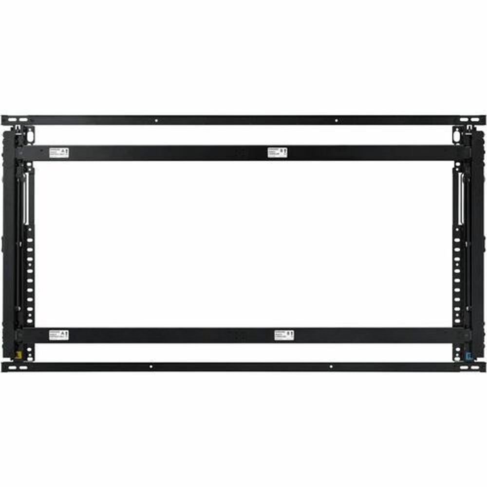 Samsung landscape display wall mount frame with side mounting rails, black metal