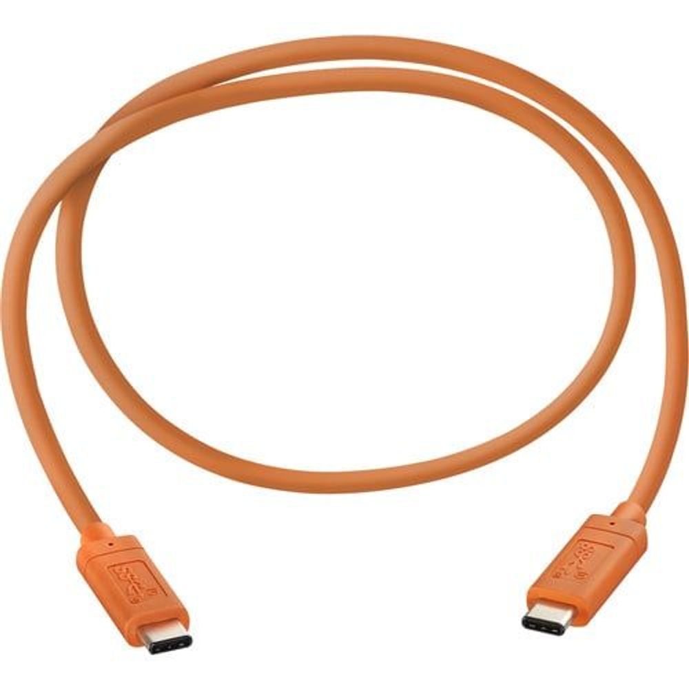 Orange USB cable with USB-C and USB-A connectors