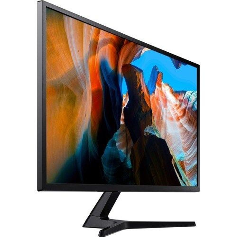 Samsung LCD monitor angled view with dark blue gray bezel and stand