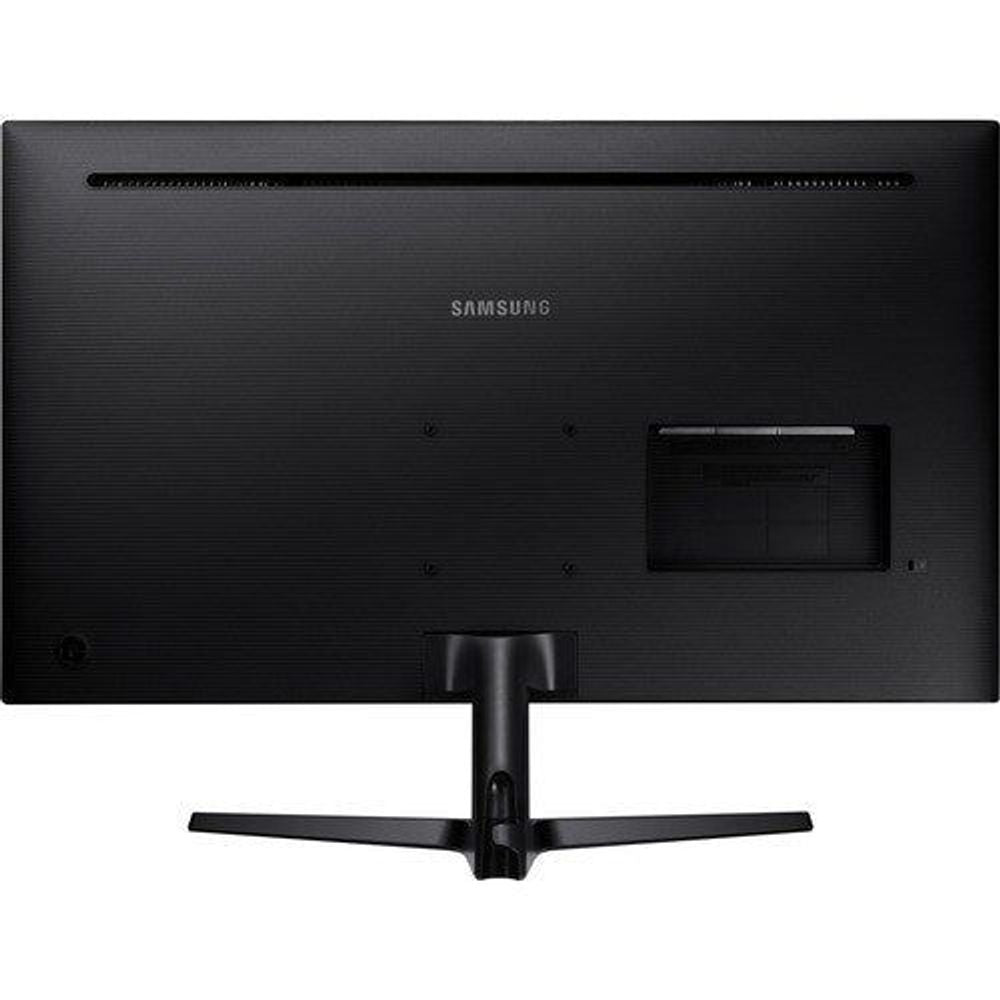 Samsung 32-inch 4K LCD monitor back view with VESA area and stand base, dark finish