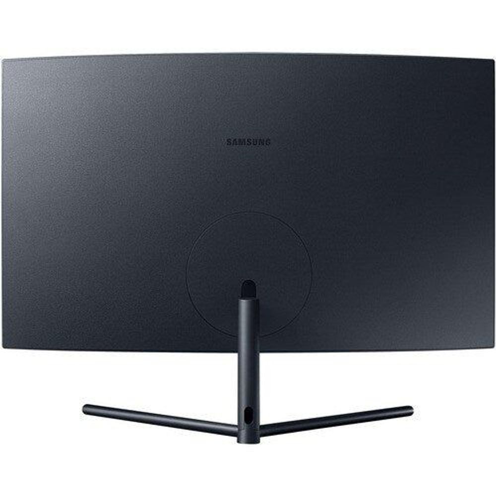 Samsung curved UHD LED monitor rear view in dark gray with central stand