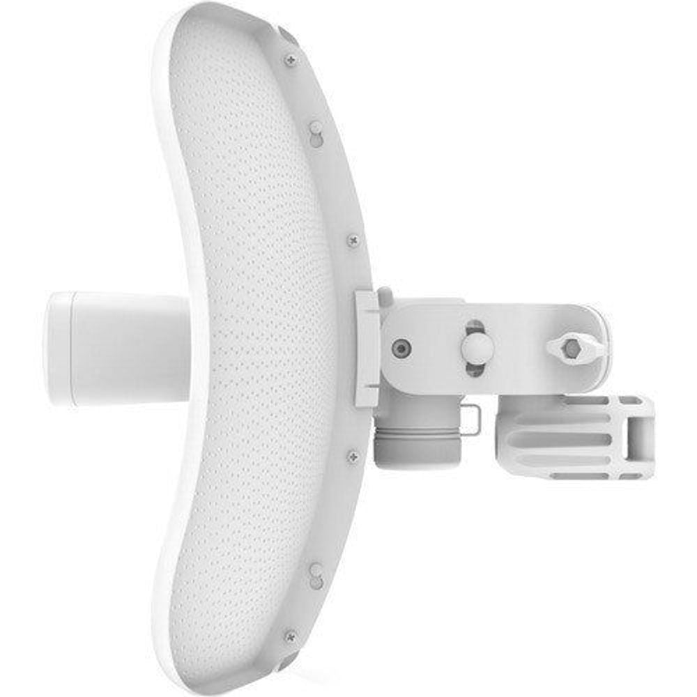 Ubiquiti LiteBeam AC Gen2 wireless bridge, white side view with bracket mount