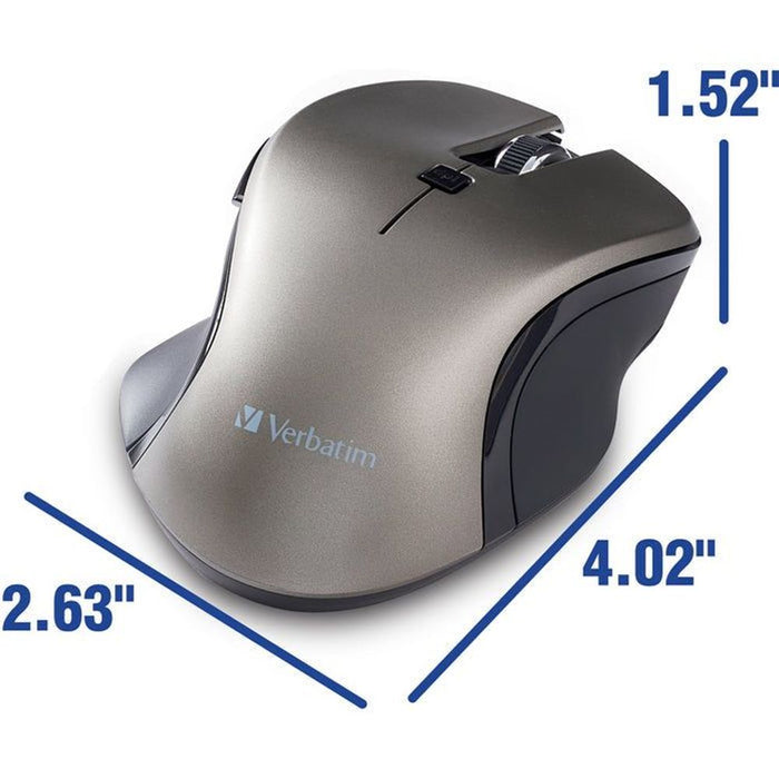 verbatim silent ergonomic wireless led mouse - graphite tech supply shed