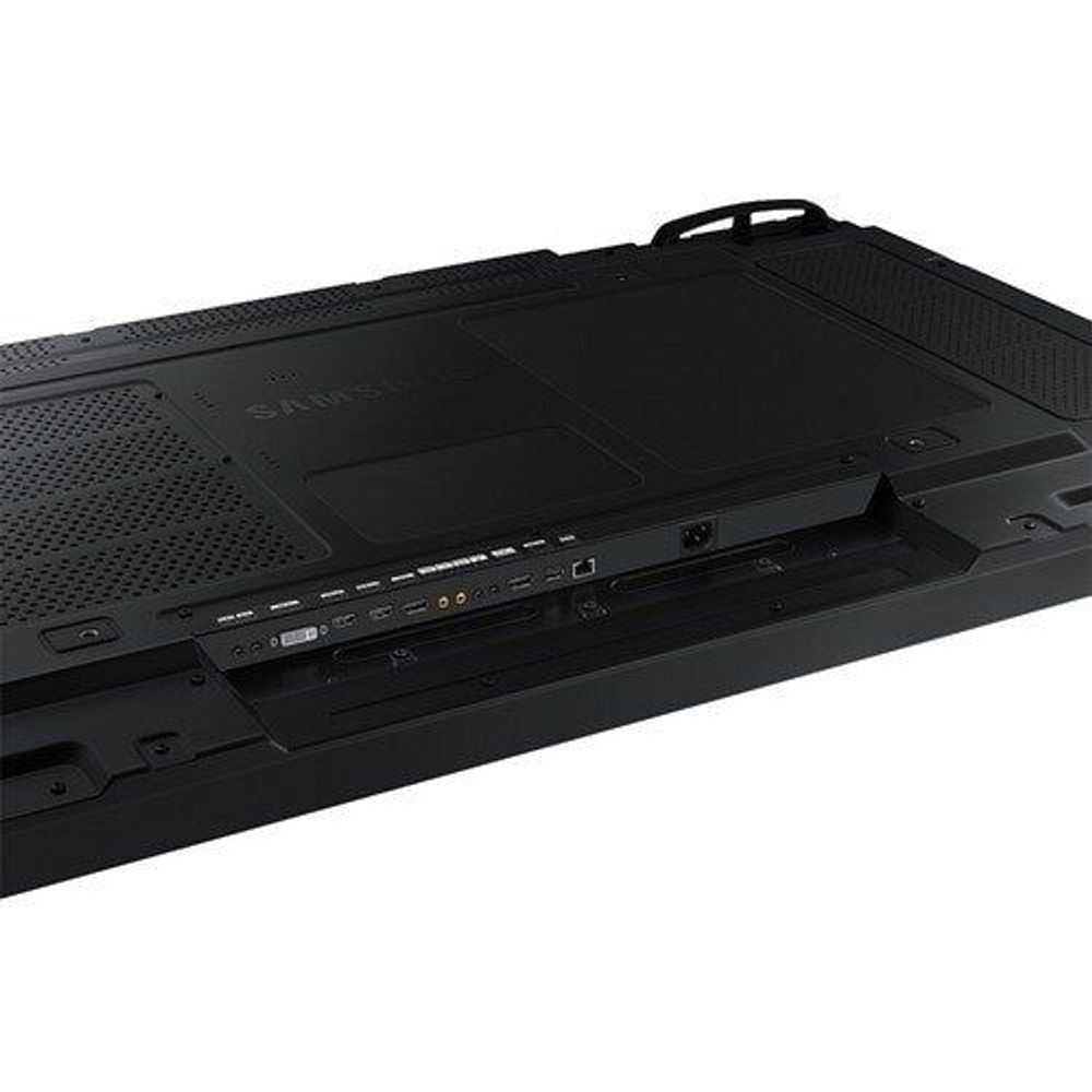 Samsung 55-inch digital signage display rear panel with input ports along bottom edge