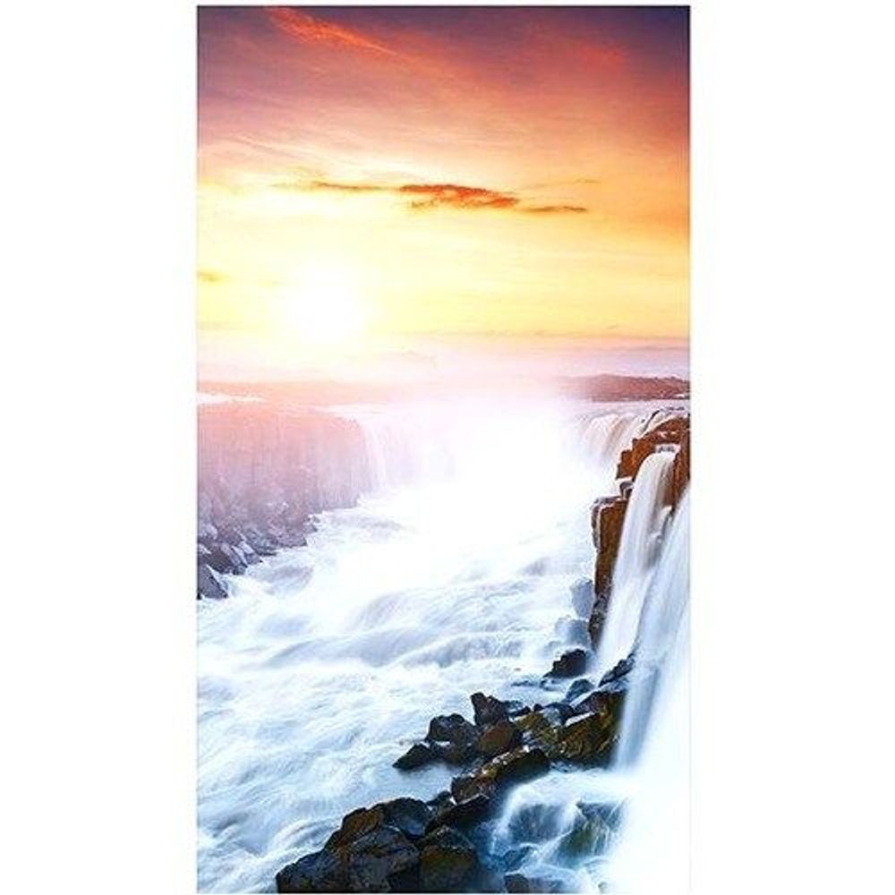 Samsung 55-inch digital signage display showing waterfall image centered