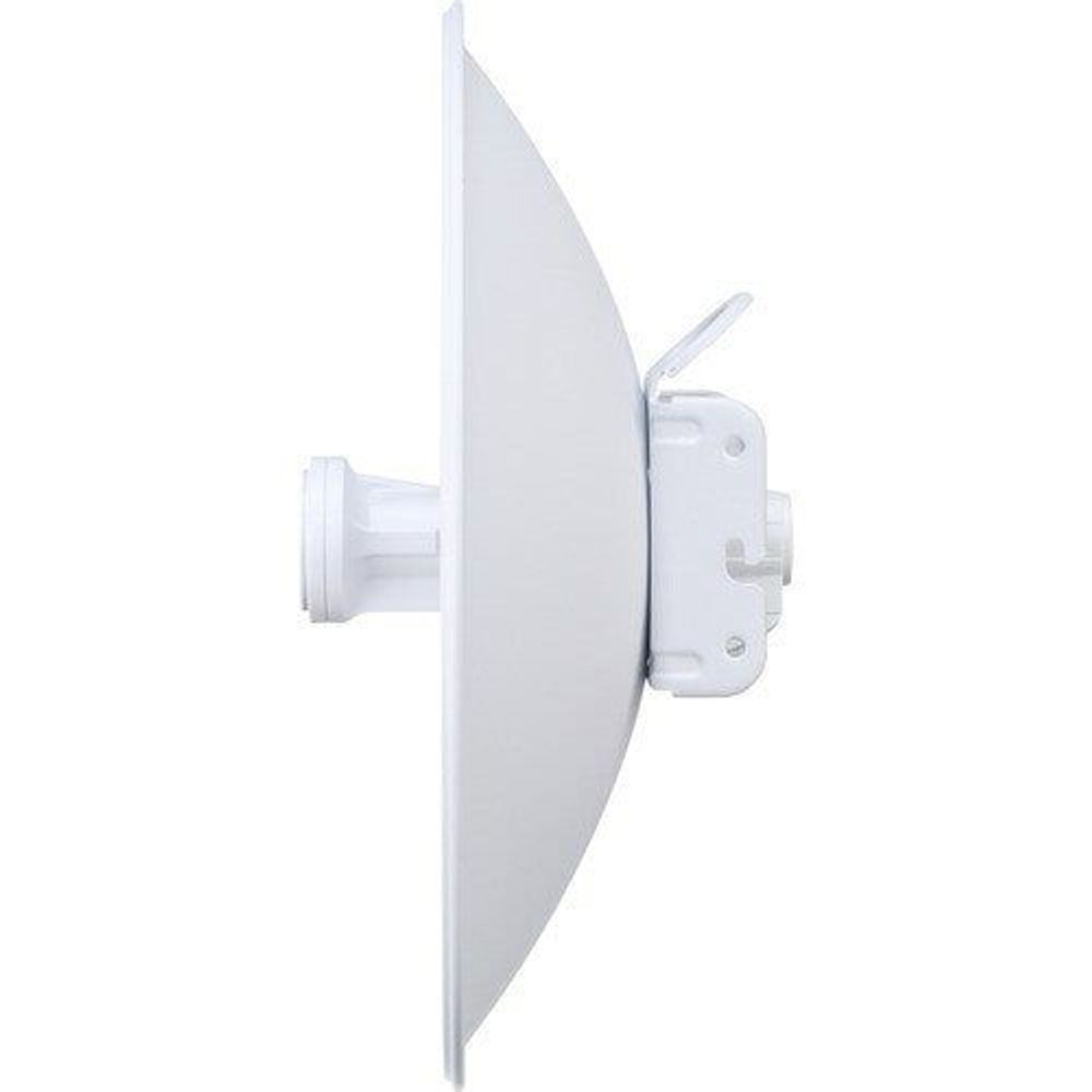 Ubiquiti PowerBeam AC Gen2 side view of white dish antenna bracket