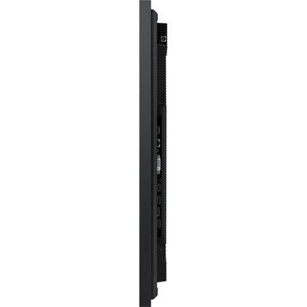 Touchscreen LCD digital signage display, slim side profile with ports along the edge