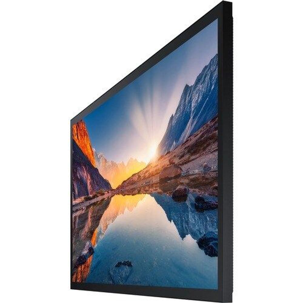 32 in Samsung touchscreen LCD digital signage display, angled front view with scenic image