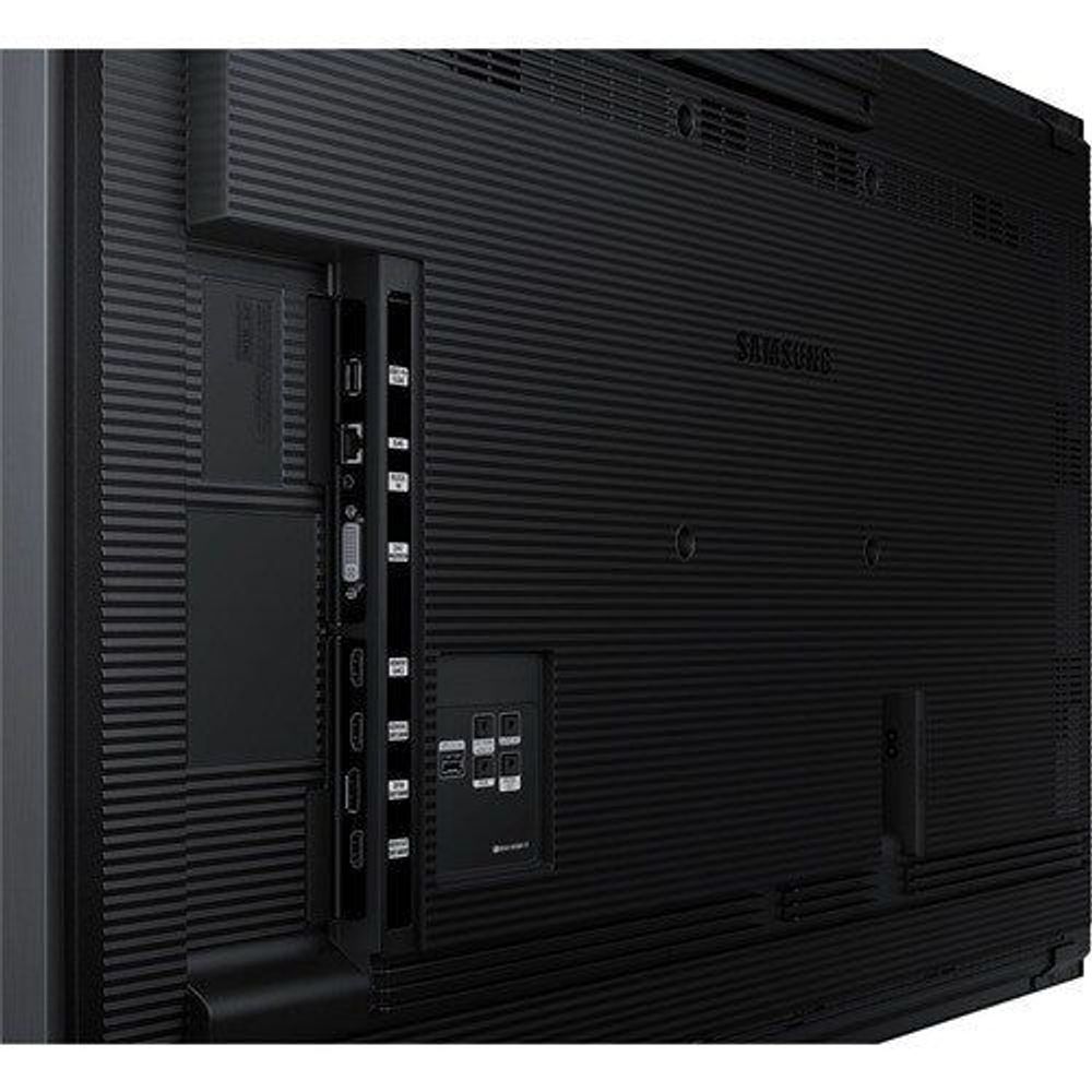32 in LCD digital signage display, rear corner view with input ports and label