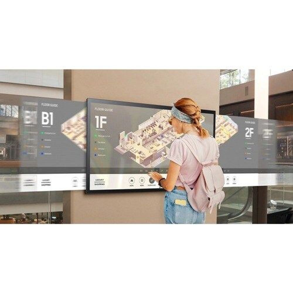 32-inch touchscreen LCD digital signage display, front view with touch screen