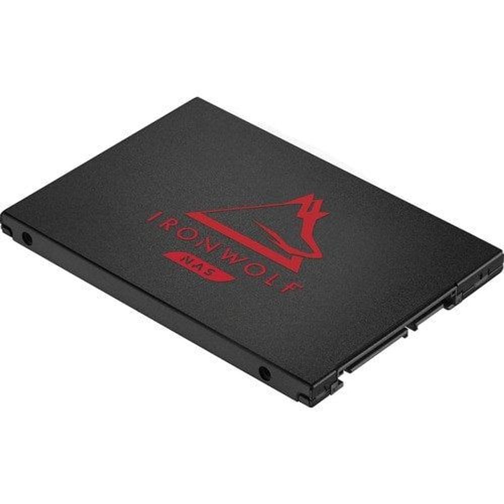 Black IronWolf NAS 2.5-inch SATA internal SSD underside view with red logo