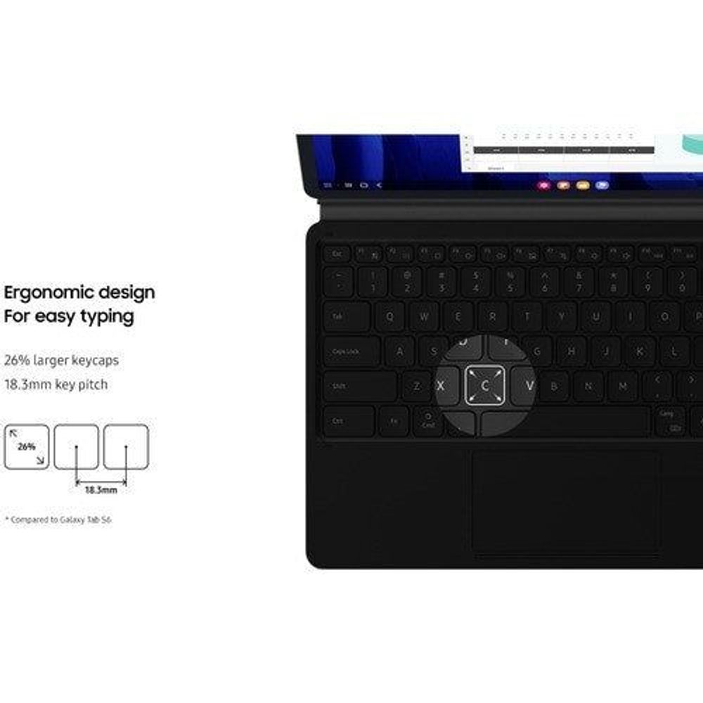 Black keyboard case with keycaps and trackpad area