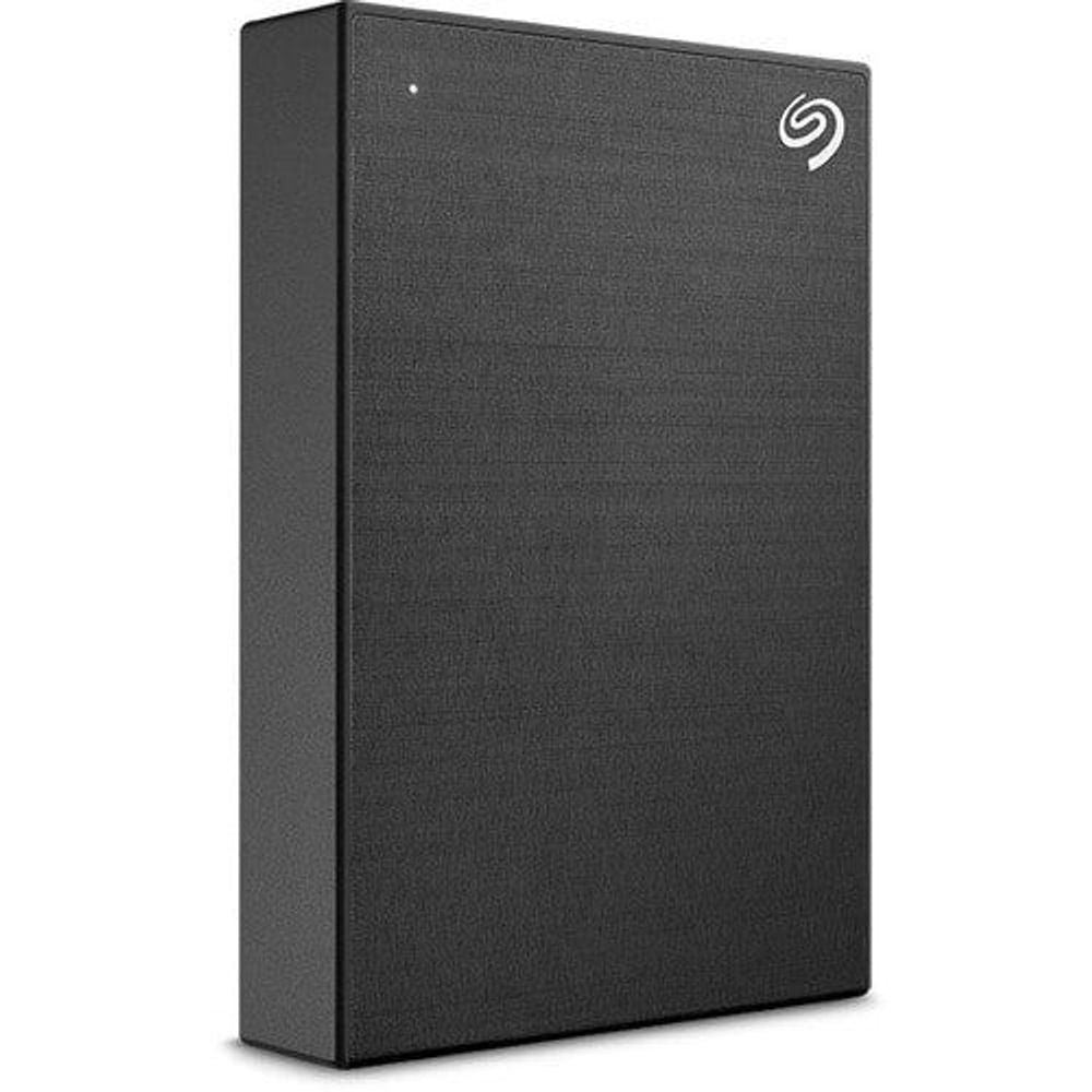 Black Seagate One Touch portable hard drive front panel with logo