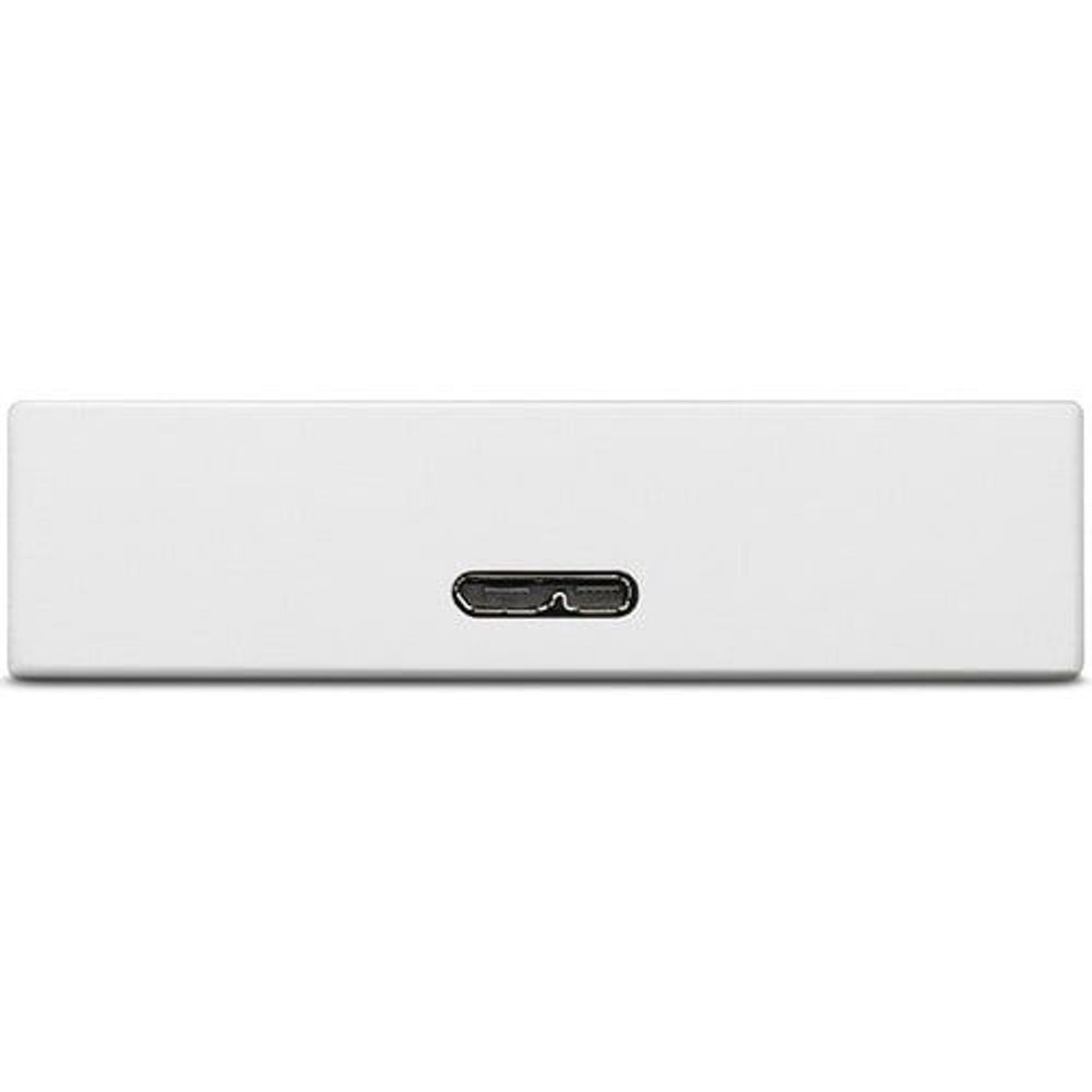 White portable hard drive back with USB port, rectangular shape