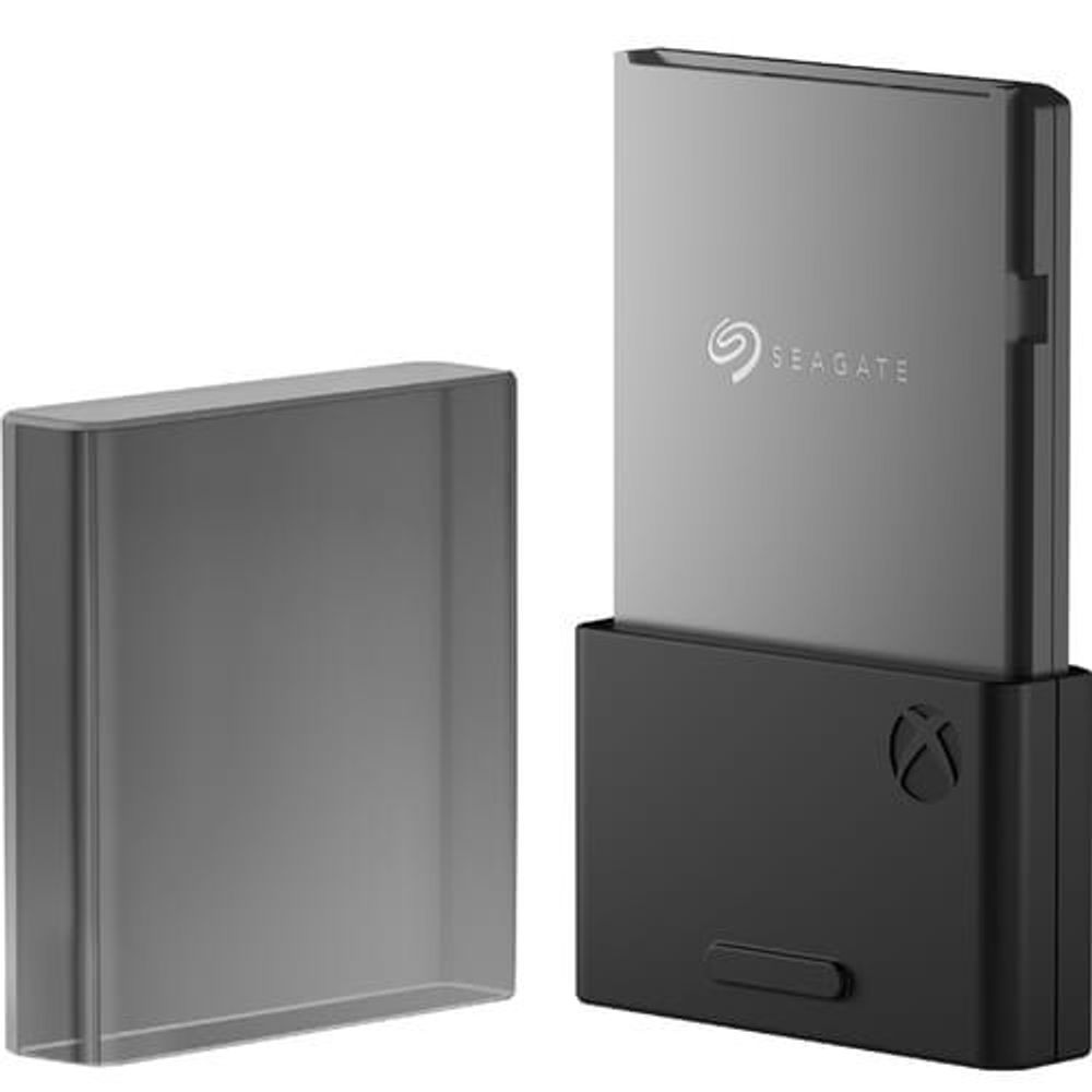 Seagate 1TB PCIe internal SSD card with open cover piece and black connector