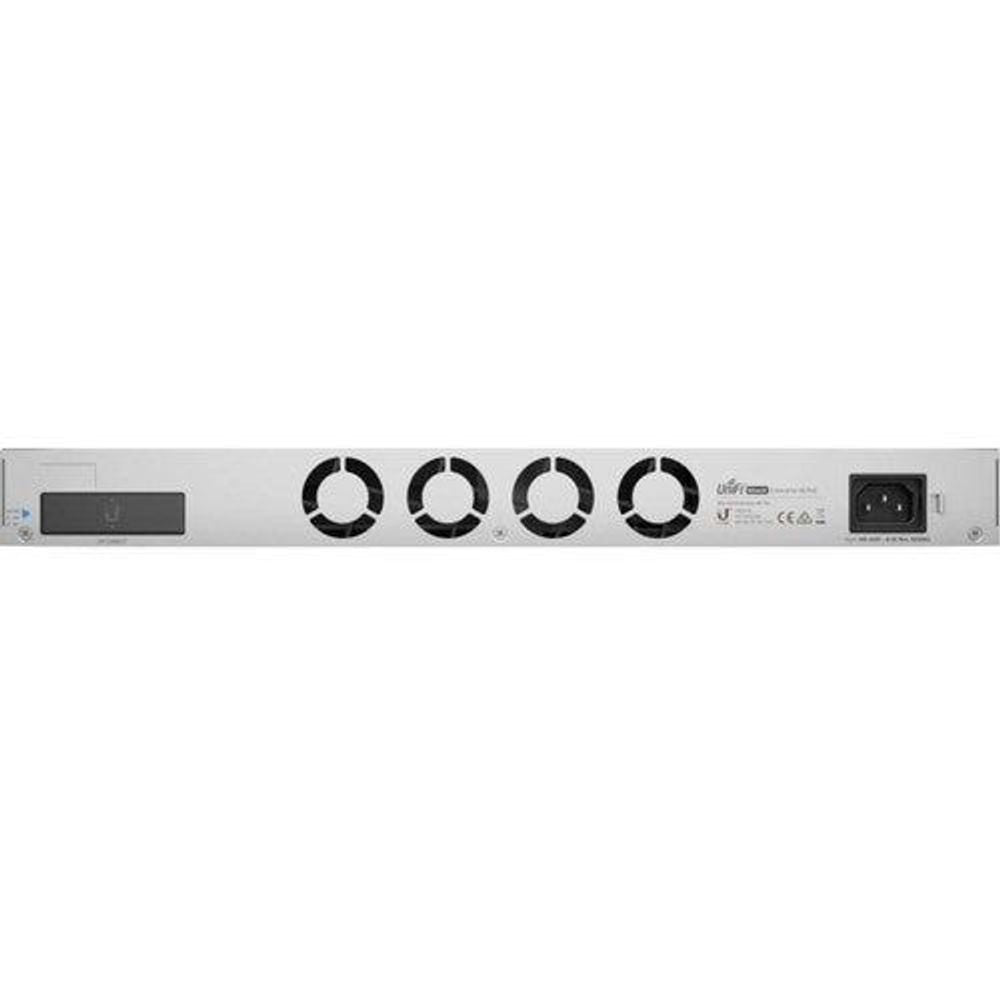 Ubiquiti Enterprise 48-port PoE switch, rear view with fans and power socket