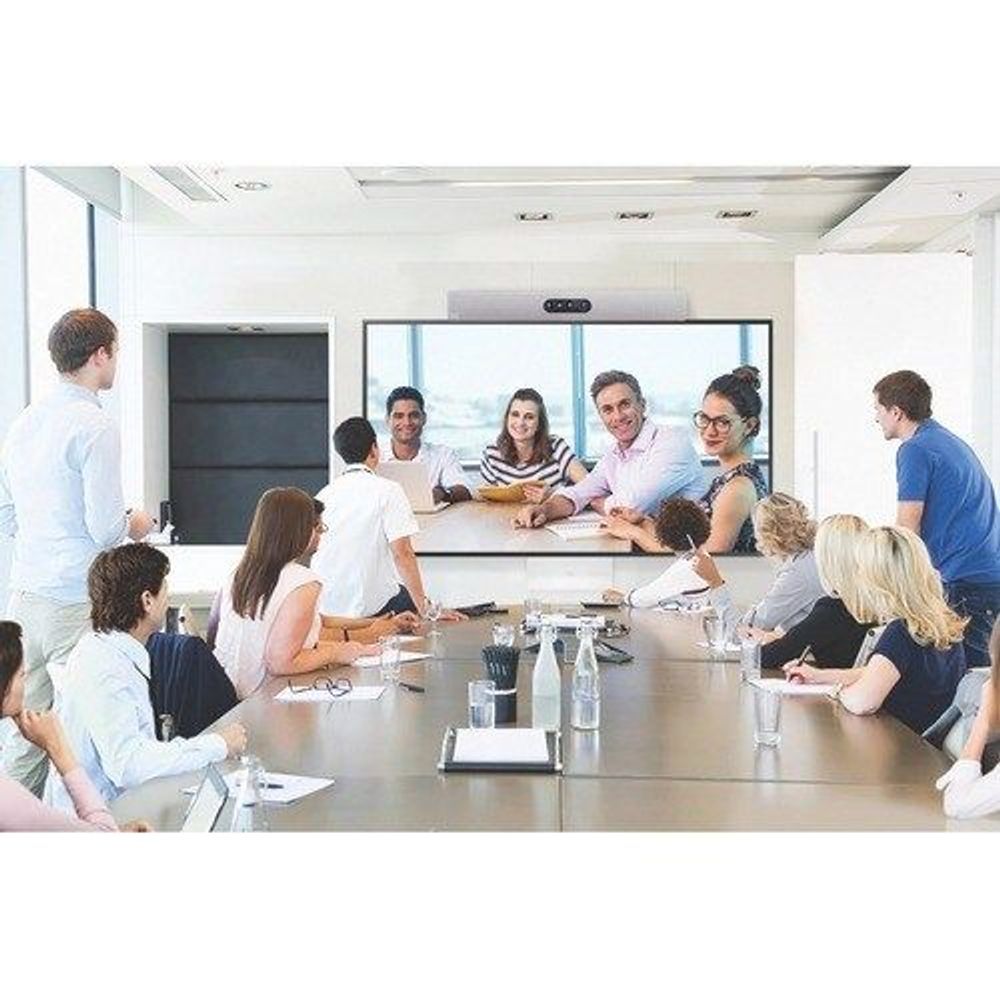 Samsung 85-inch digital signage LCD display mounted in a conference room