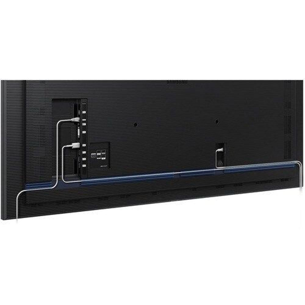 85-inch LCD digital signage display rear ports with cables, black