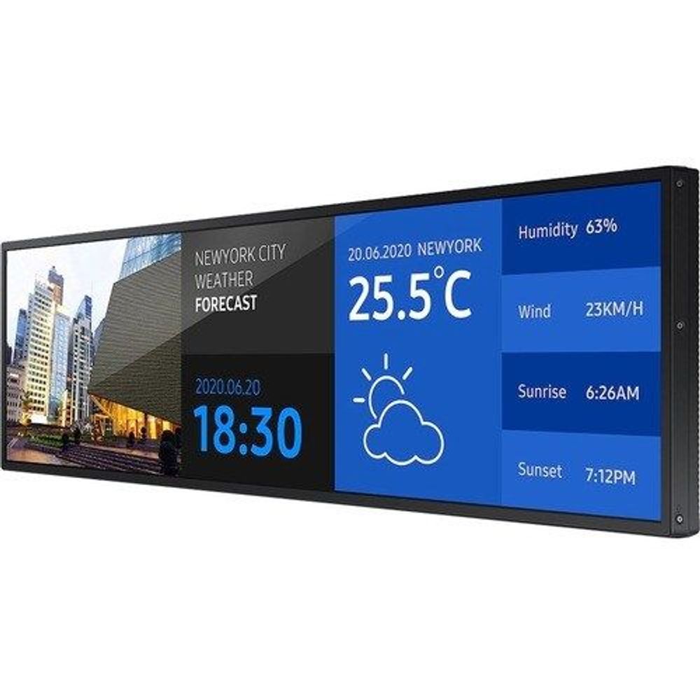 Samsung SHR-B stretch LCD display with weather and temperature information