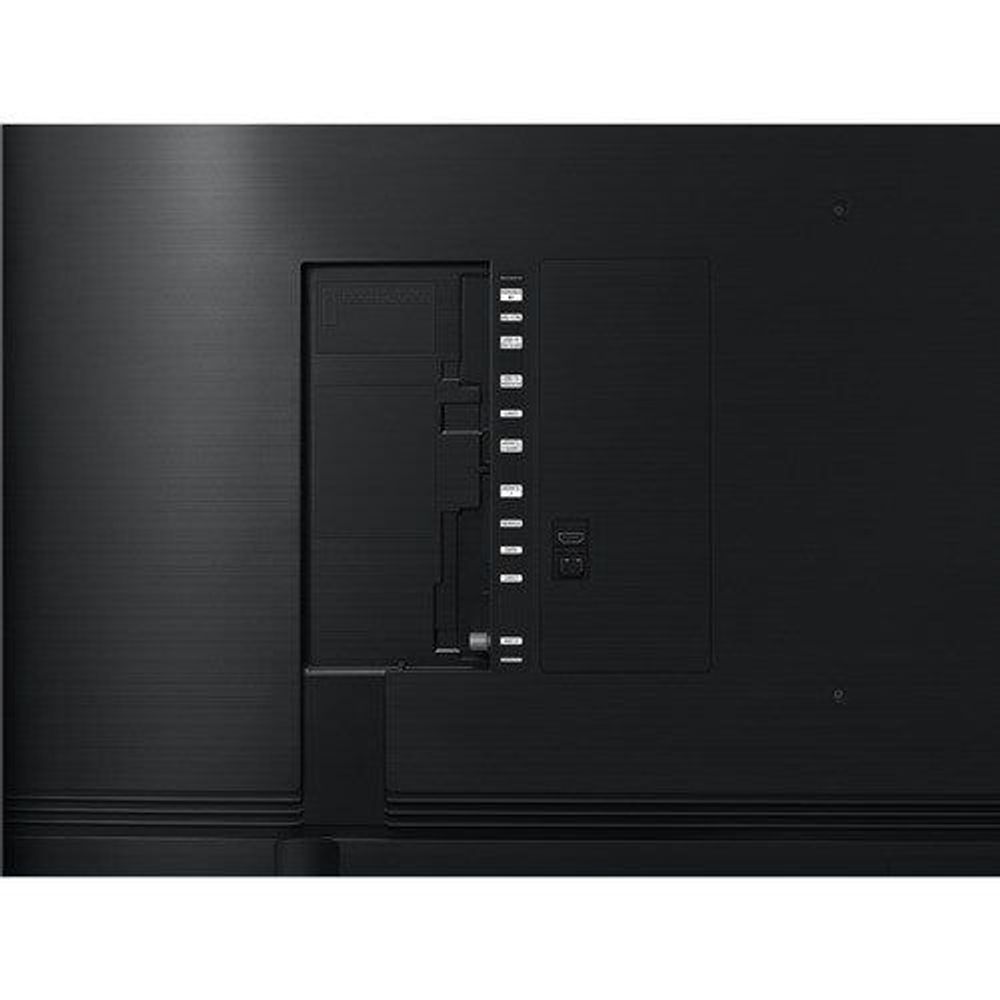 Black TV rear panel with ports and wall-mount bracket area on a smart LED-LCD TV