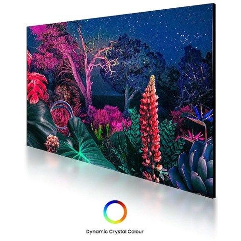 50-inch LCD digital signage display with neon forest scene and bright dynamic colors