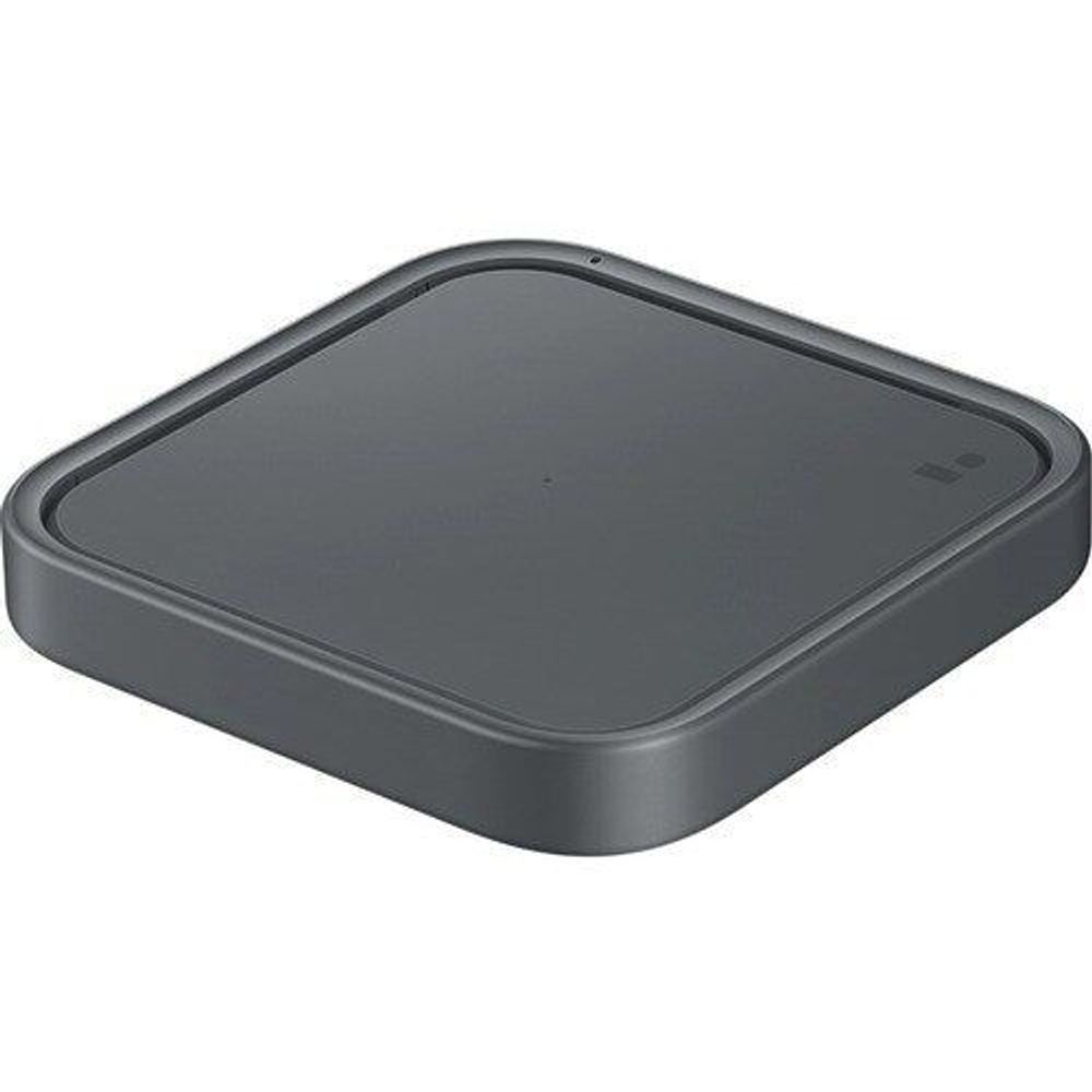 Samsung wireless charger pad, dark gray top view with small status icons