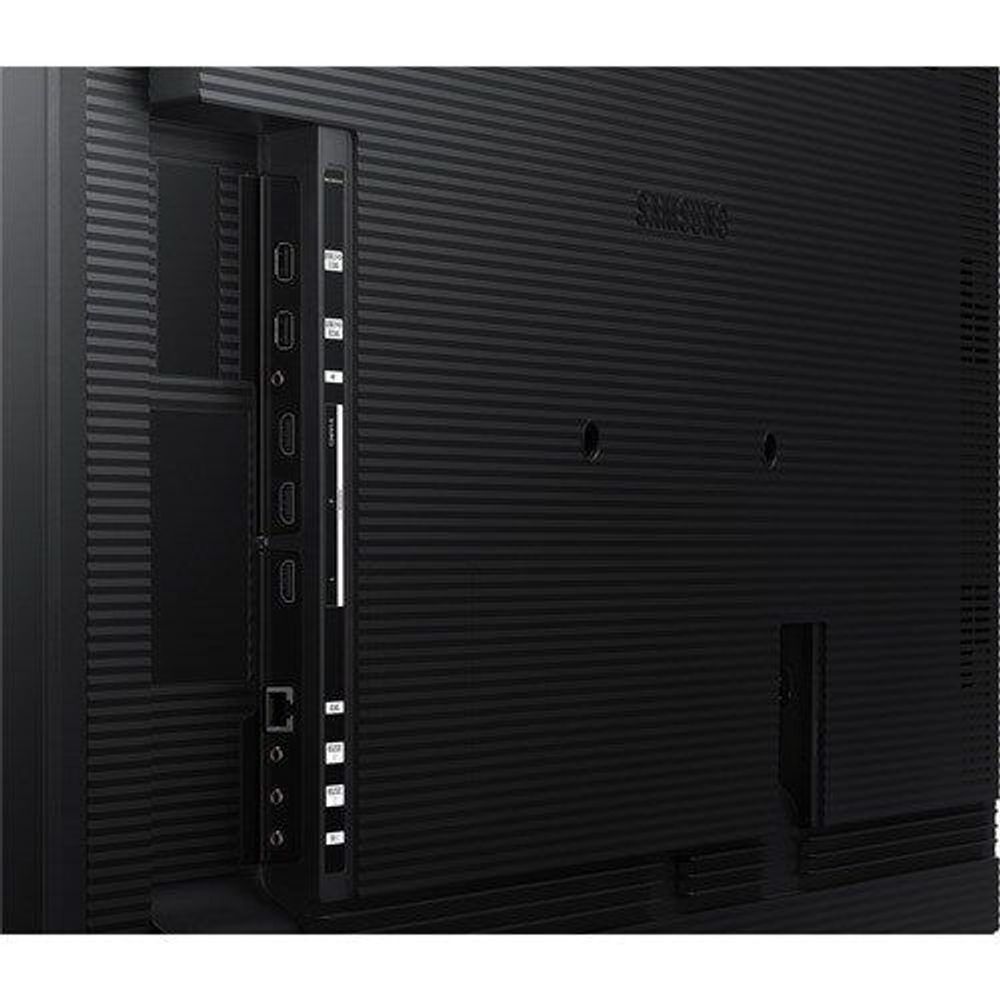 Black back of a Samsung 65-inch professional display with connected input modules