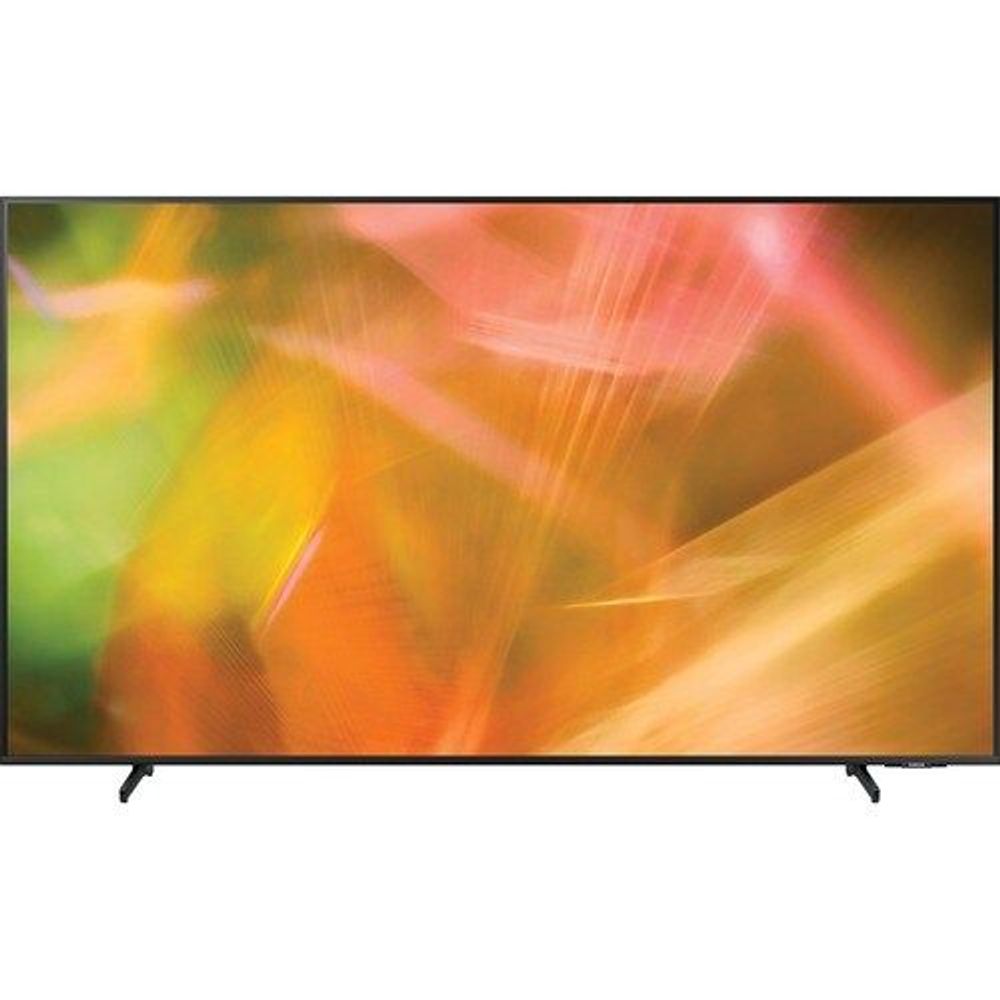 Samsung 43-inch Smart LED TV front view with colorful display and black stand