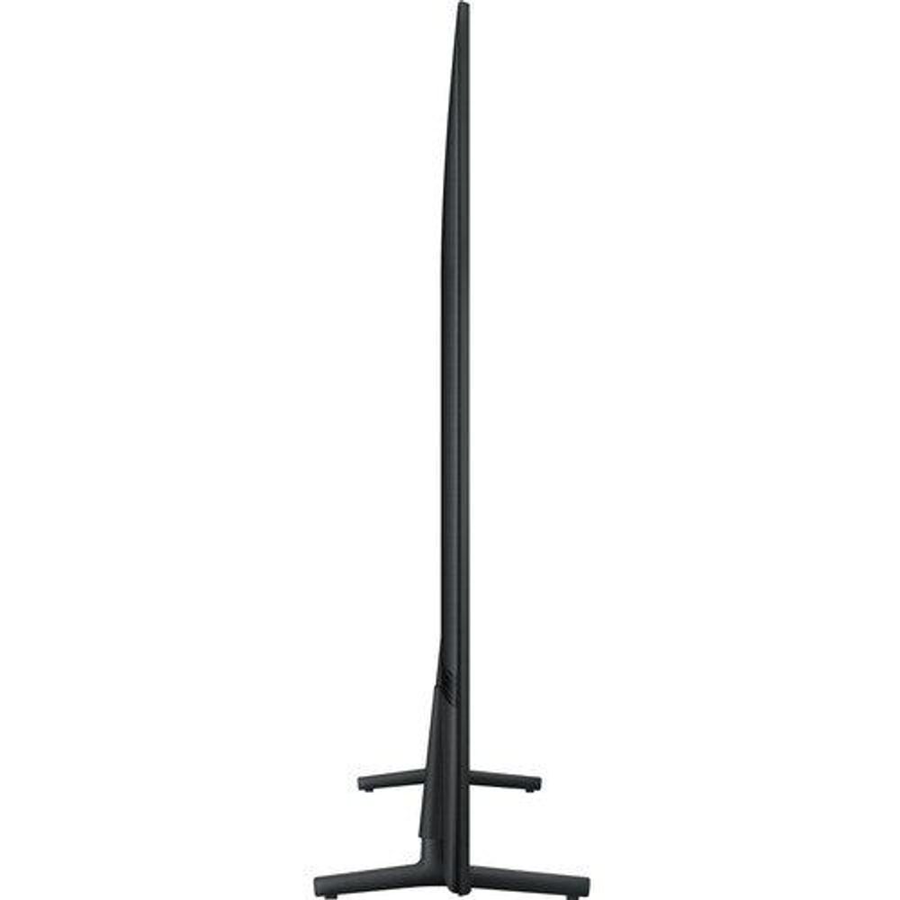 Samsung 50-inch smart LED-LCD TV side view, black stand and slim profile.