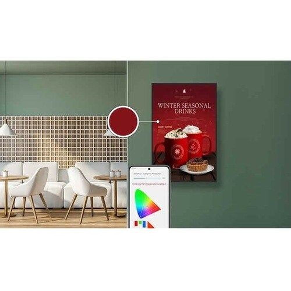 Samsung QHB professional display on wall with bright screen content