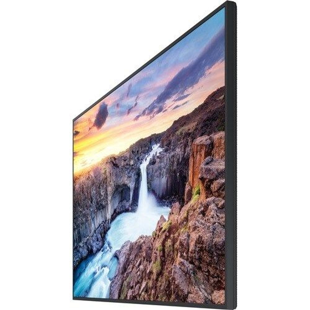 Samsung 65" QHB display front with landscape wallpaper on thin dark bezel