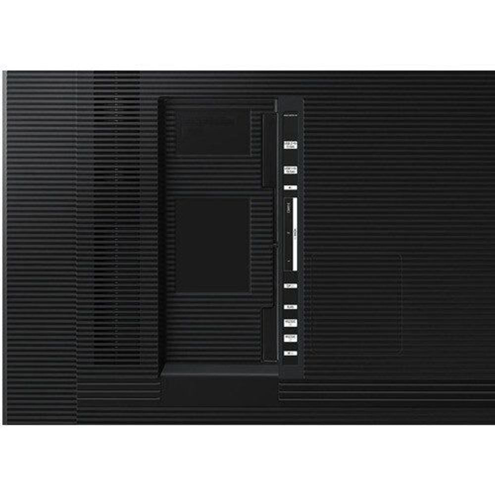 Samsung 55-inch LCD digital signage display rear panel with I/O connector area, black.