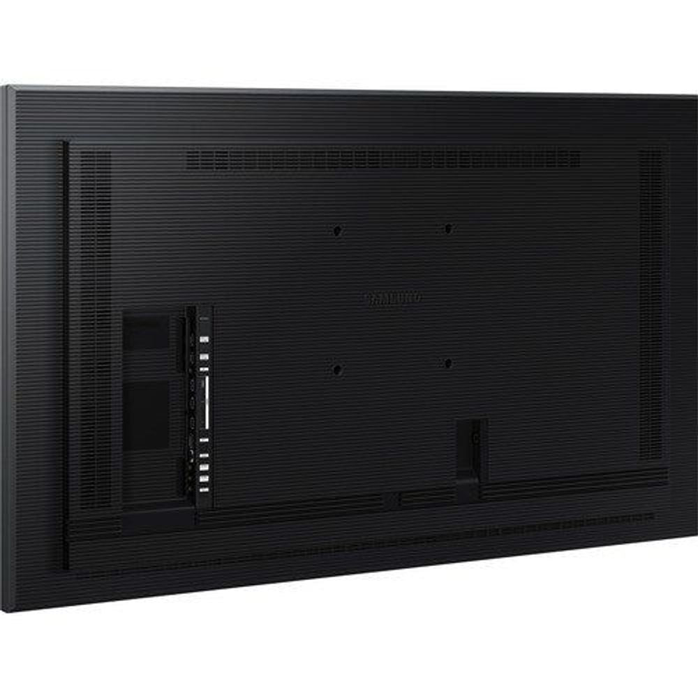 Samsung 55-inch LCD digital signage display back view with ventilation and ports, black.