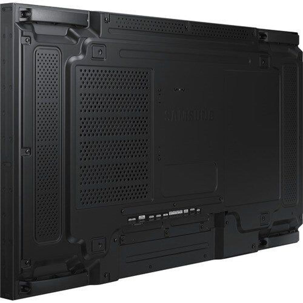 Digital signage display back panel with perforated speaker grille and venting