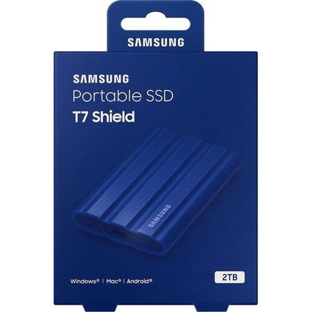 Samsung Portable SSD T7 Shield retail package (2TB) in blue
